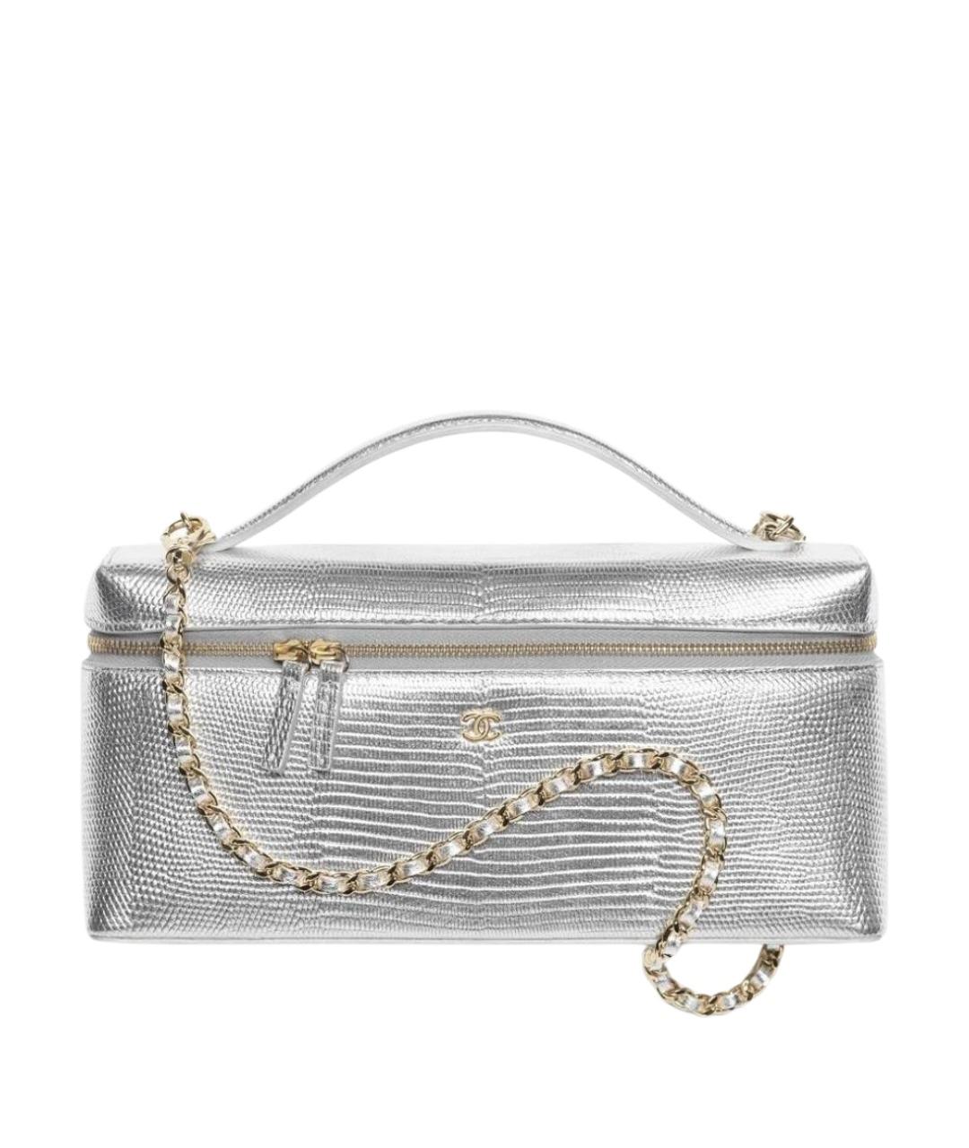 CHANEL Серебряная кожаная сумка через плечо, фото 1