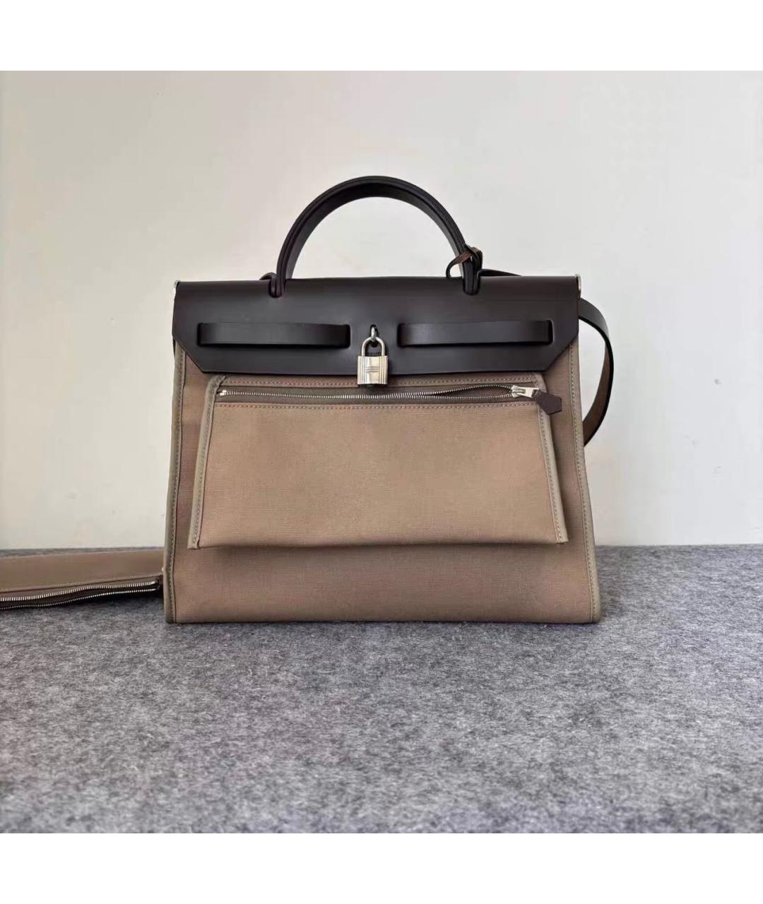 HERMES Бежевая кожаная сумка тоут, фото 2