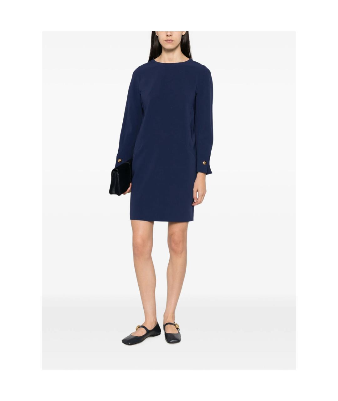 MAX MARA STUDIO Синее полиэстеровое повседневное платье, фото 2