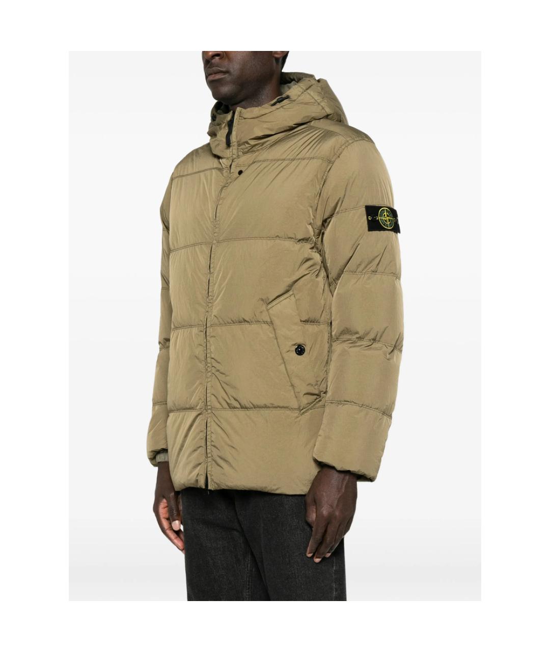 STONE ISLAND Зеленый полиамидовый пуховик, фото 2