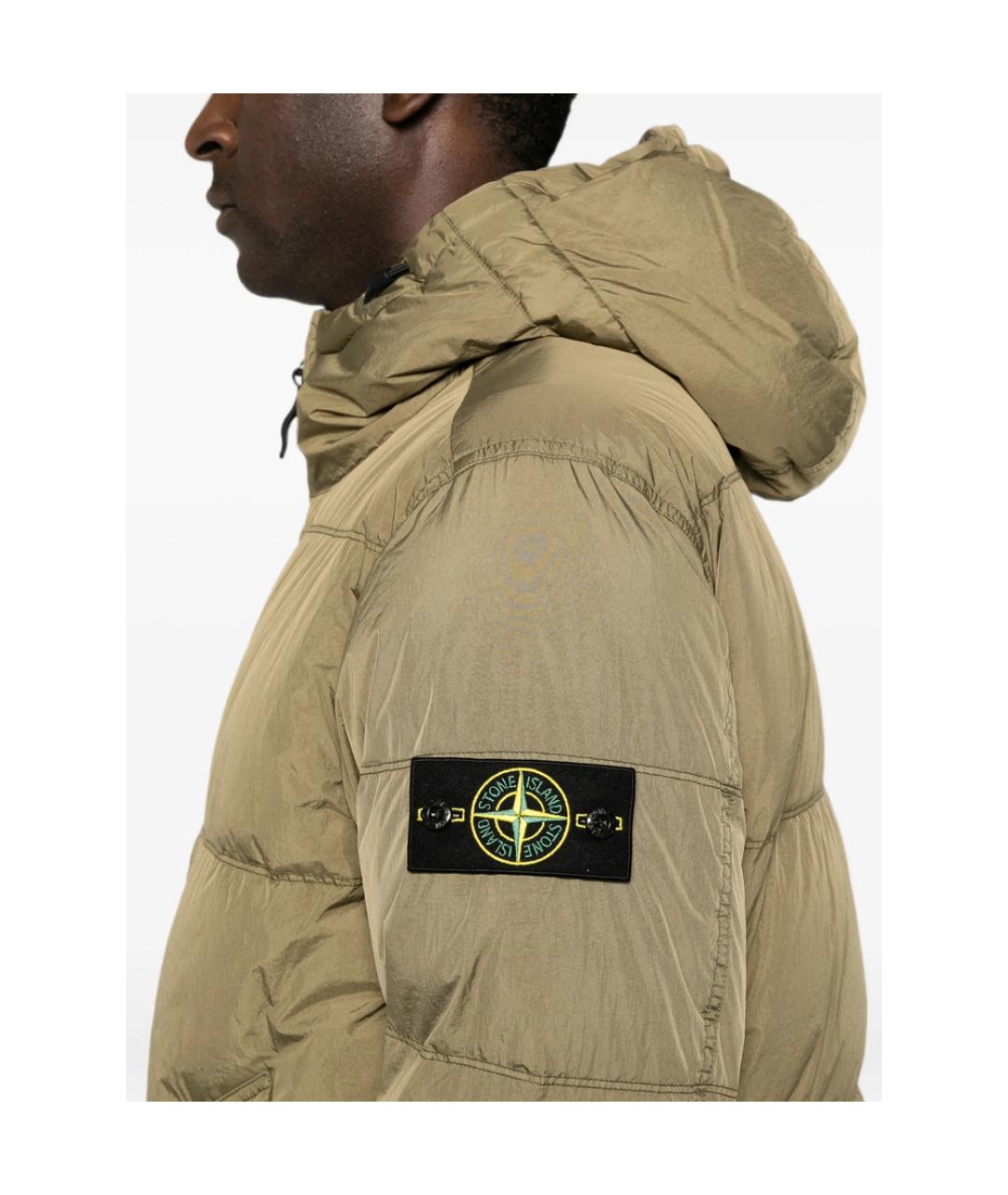 STONE ISLAND Зеленый полиамидовый пуховик, фото 5