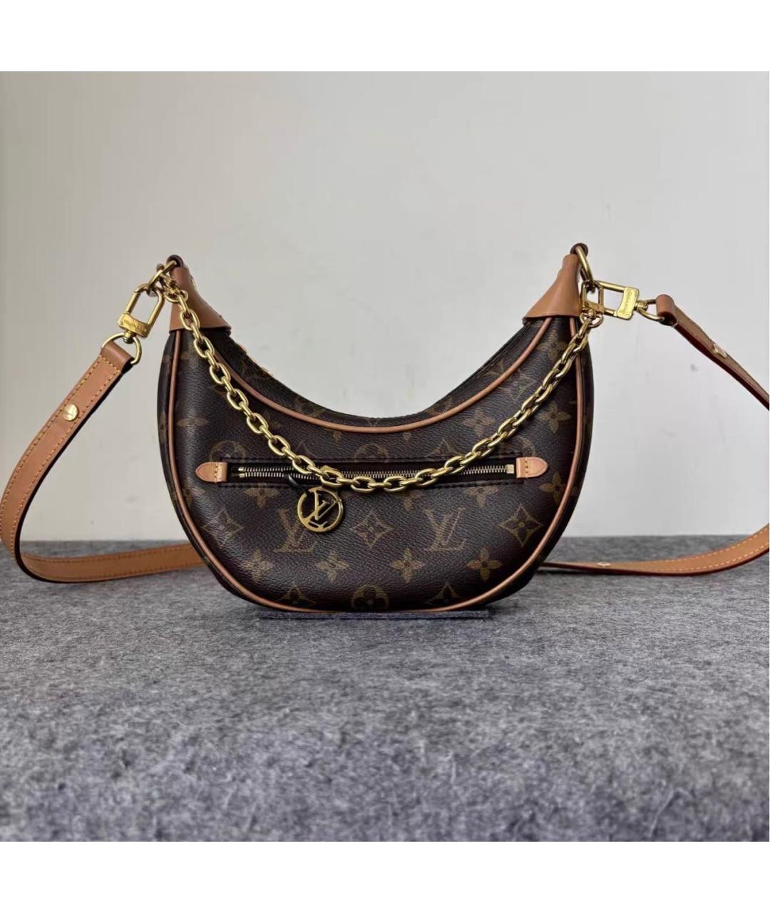 LOUIS VUITTON Коричневая кожаная сумка через плечо, фото 8