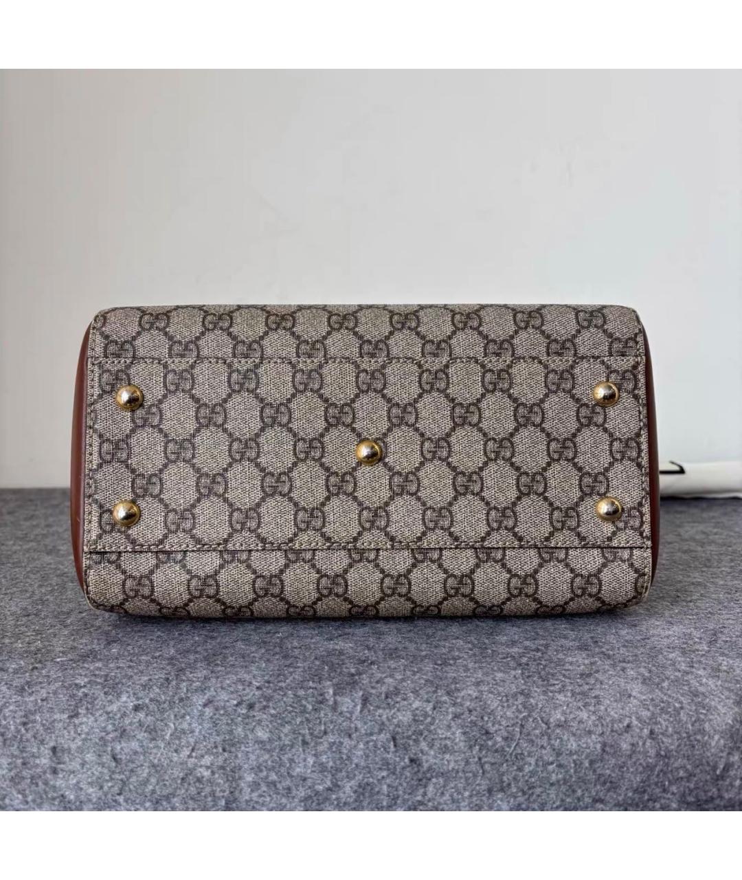 GUCCI Коричневая кожаная сумка тоут, фото 6