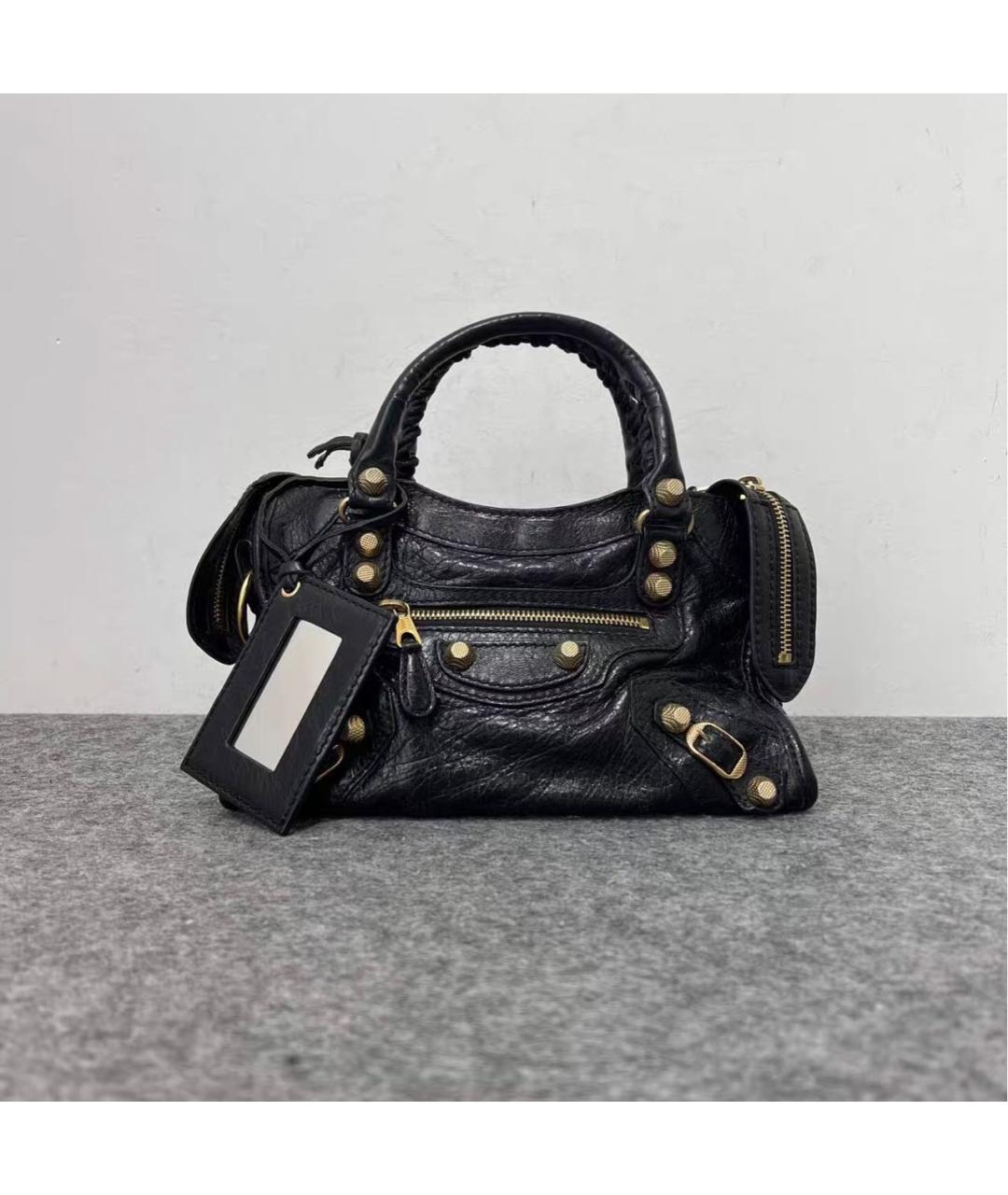 BALENCIAGA Черная кожаная сумка через плечо, фото 2