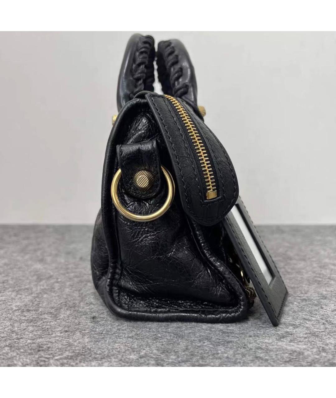 BALENCIAGA Черная кожаная сумка через плечо, фото 5