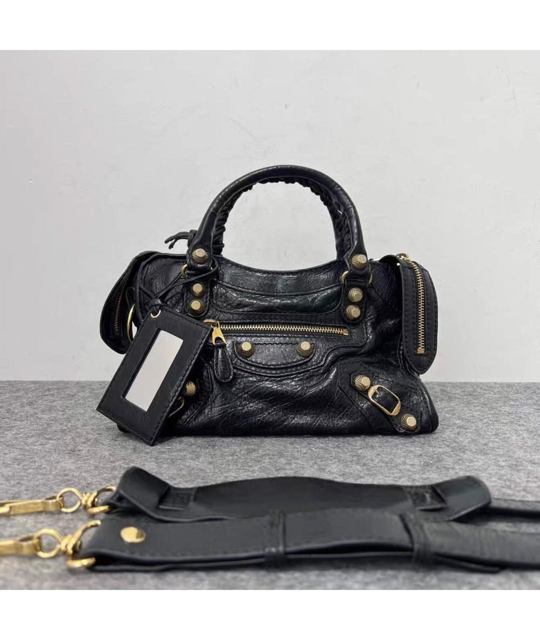 BALENCIAGA Черная кожаная сумка через плечо, фото 9