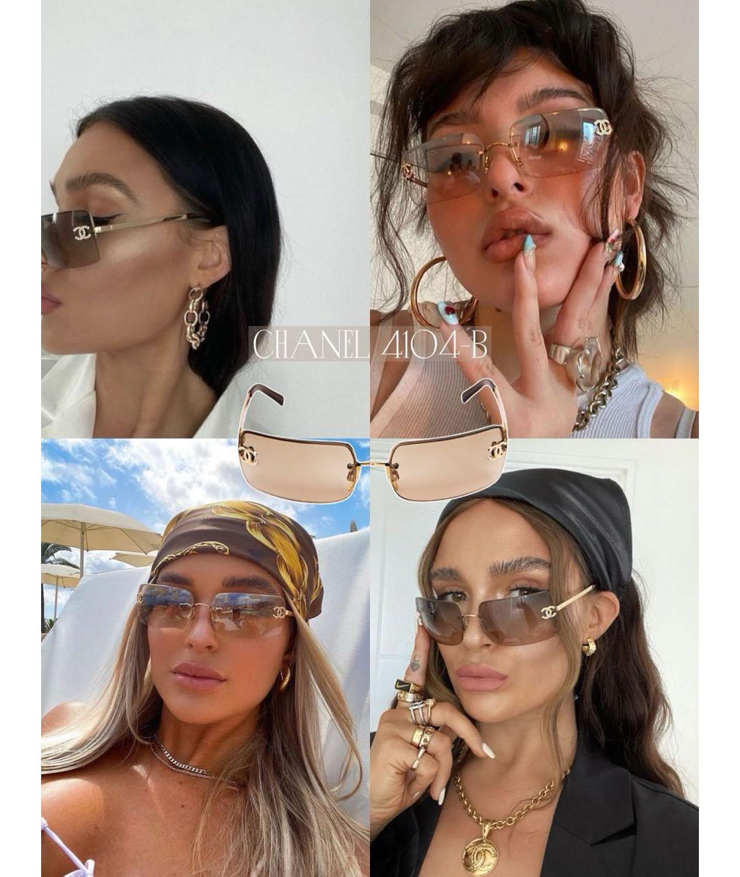 CHANEL Коричневые металлические солнцезащитные очки, фото 7