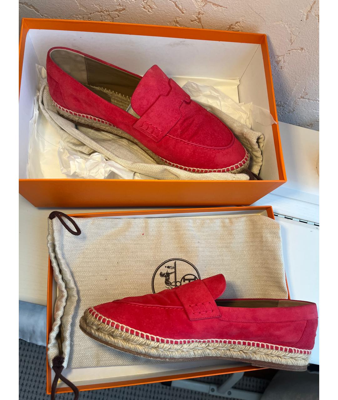 HERMES Красные замшевые эспадрильи, фото 5