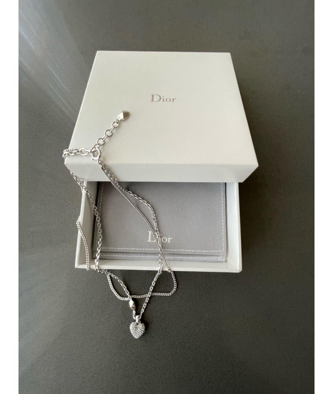 CHRISTIAN DIOR Серебряное металлическое колье, фото 3