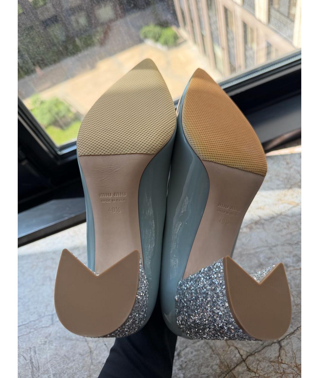 MIU MIU Голубые туфли из лакированной кожи, фото 5