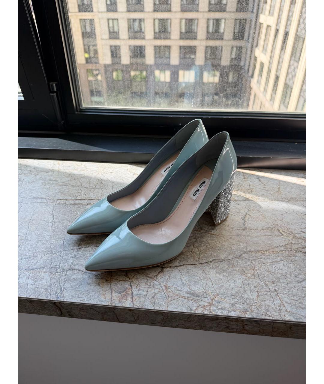MIU MIU Голубые туфли из лакированной кожи, фото 7