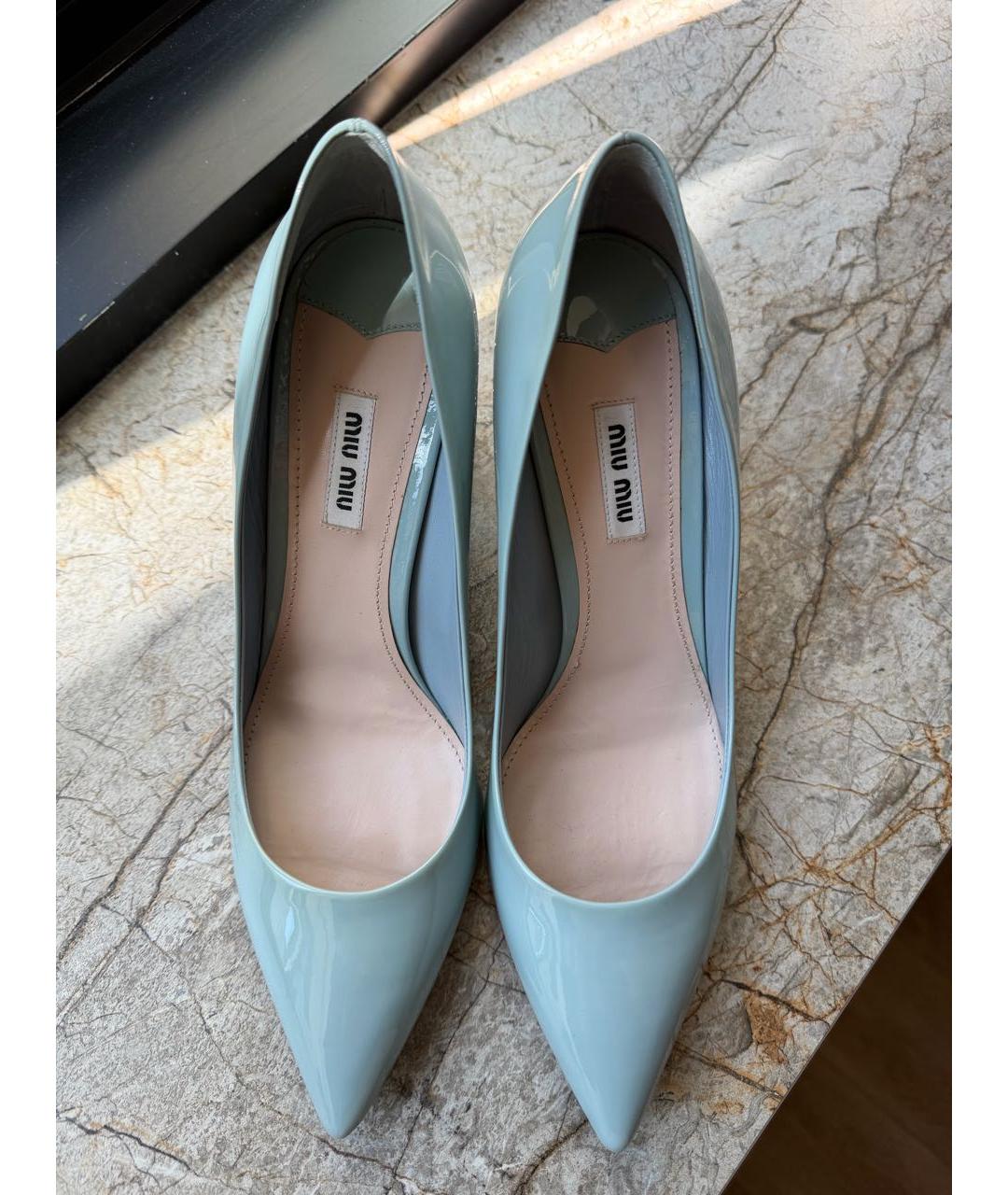 MIU MIU Голубые туфли из лакированной кожи, фото 3