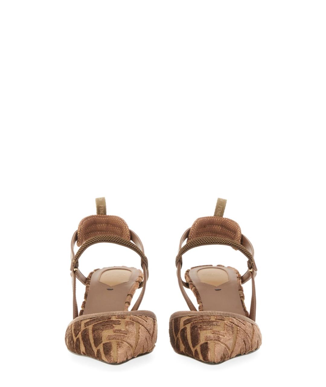 FENDI Коричневые синтетические туфли, фото 4