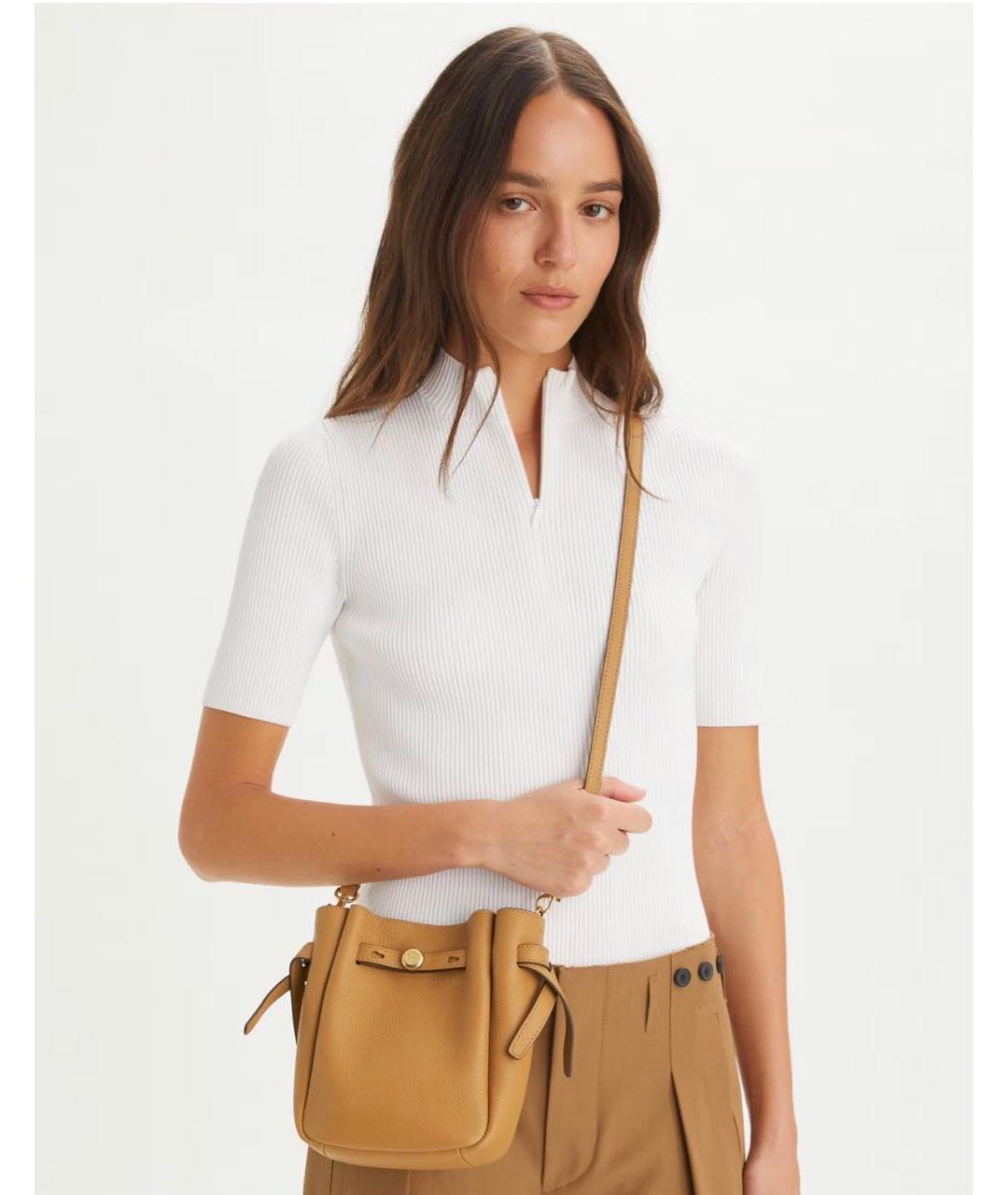 TORY BURCH Коричневая кожаная сумка тоут, фото 3