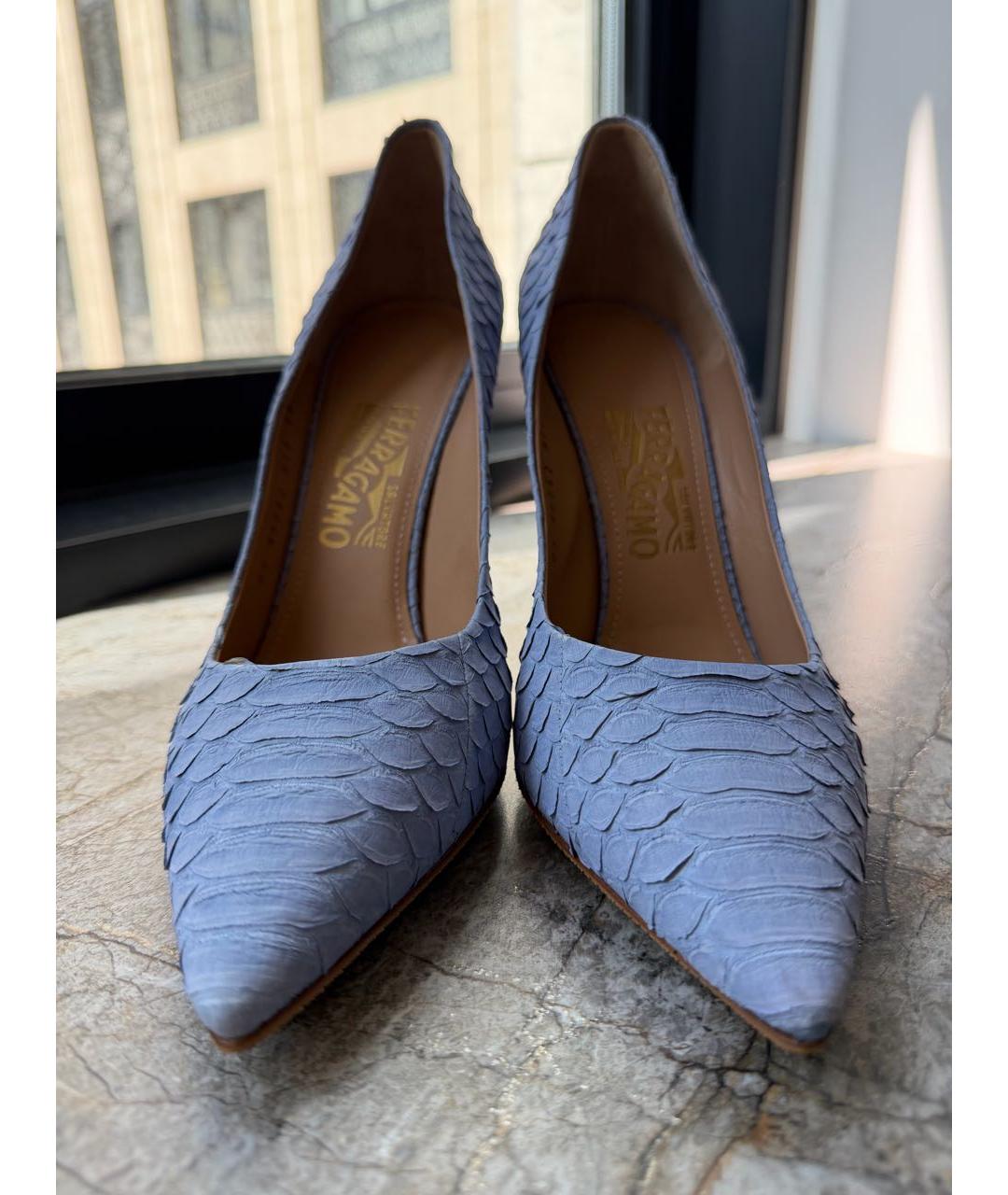 FERRAGAMO Голубые кожаные туфли, фото 2
