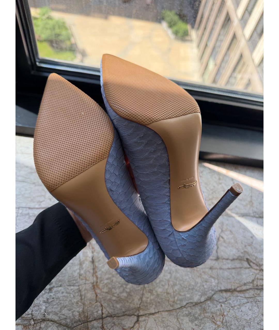 FERRAGAMO Голубые кожаные туфли, фото 5