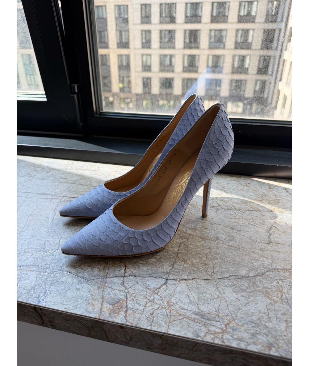 FERRAGAMO Голубые кожаные туфли, фото 8