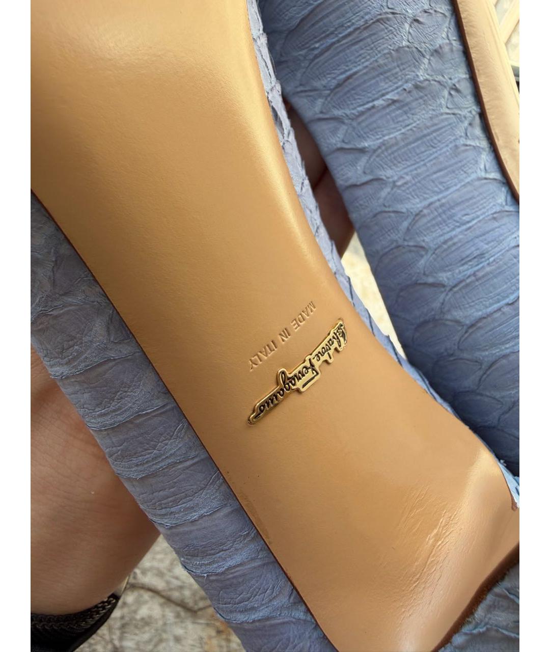FERRAGAMO Голубые кожаные туфли, фото 6