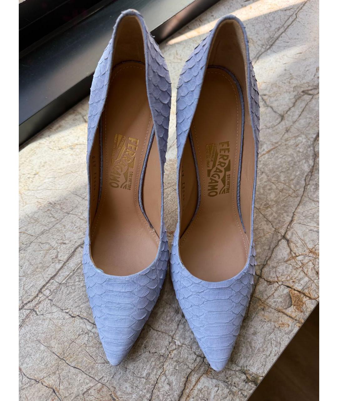 FERRAGAMO Голубые кожаные туфли, фото 3