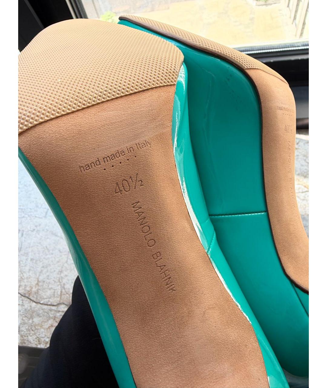 MANOLO BLAHNIK Бирюзовые туфли из лакированной кожи, фото 6