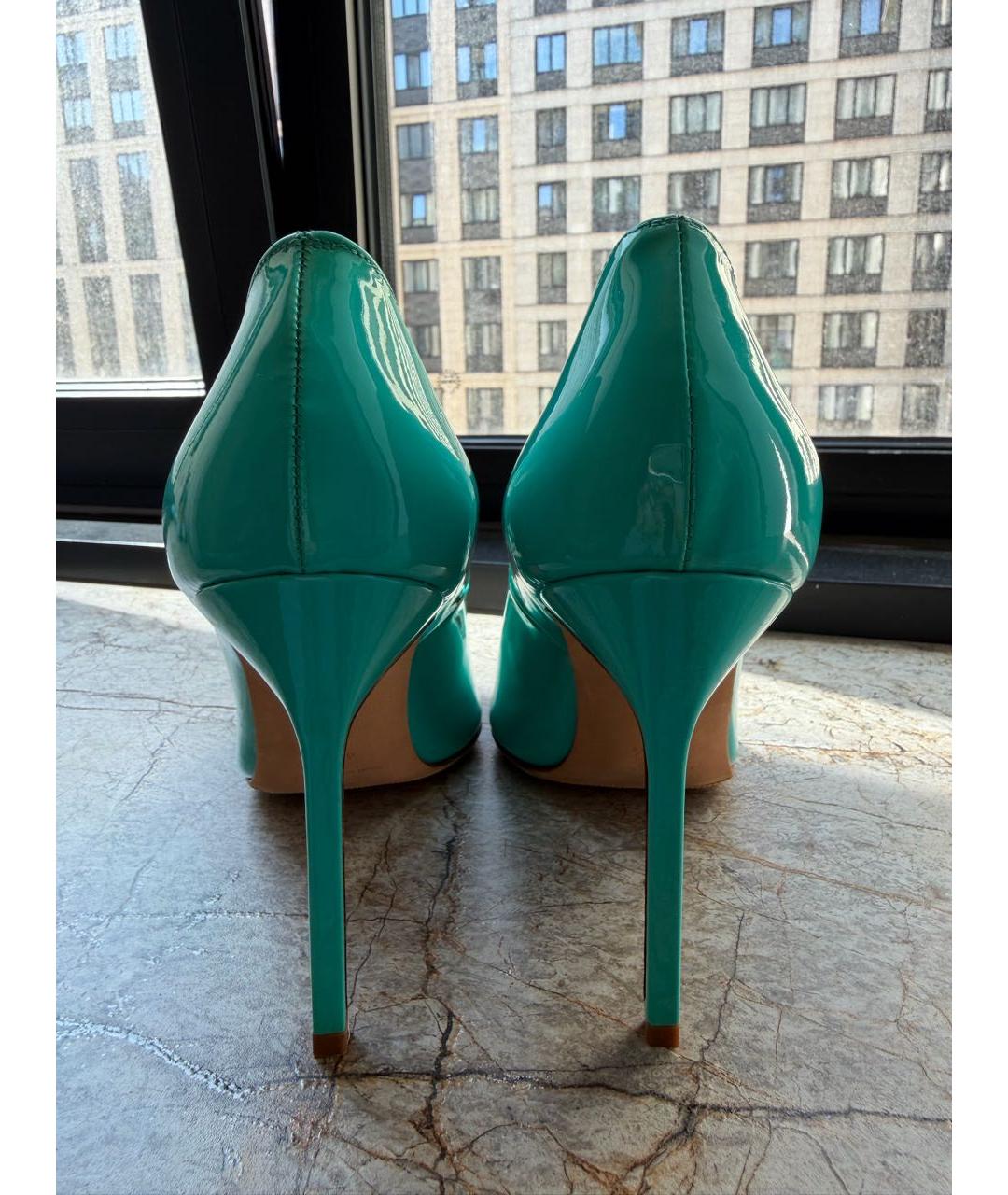 MANOLO BLAHNIK Бирюзовые туфли из лакированной кожи, фото 4