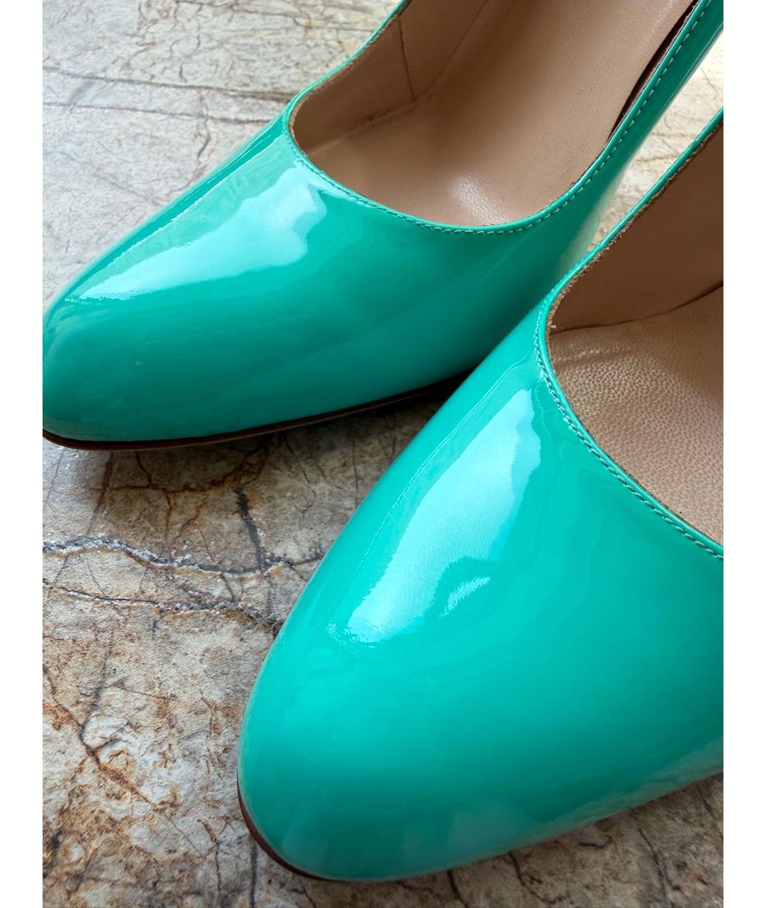 MANOLO BLAHNIK Бирюзовые туфли из лакированной кожи, фото 8