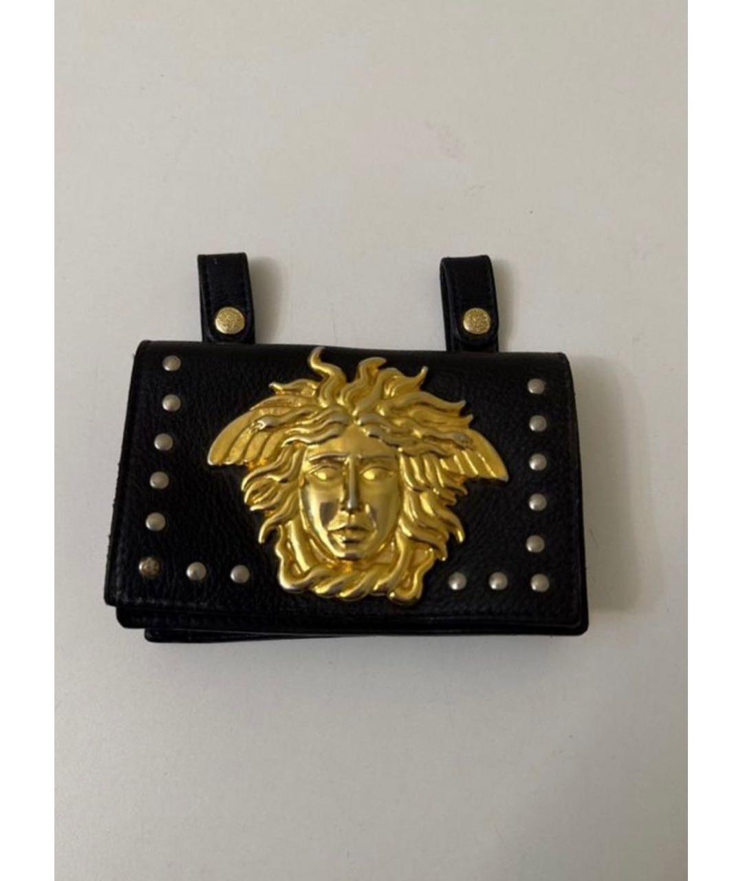 VERSACE Черный кожаный кошелек, фото 3