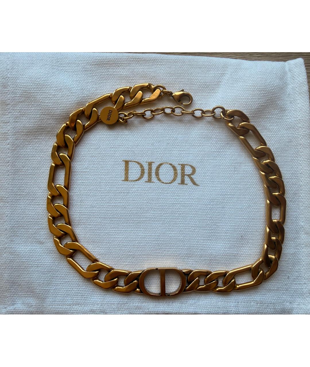 CHRISTIAN DIOR Золотой металлический чокер, фото 1