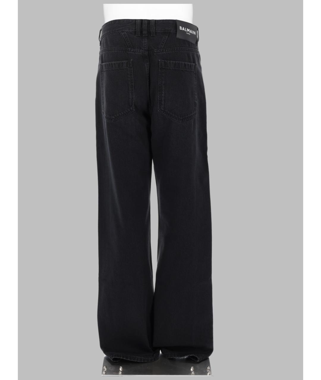 BALMAIN Черные хлопковые прямые джинсы, фото 2