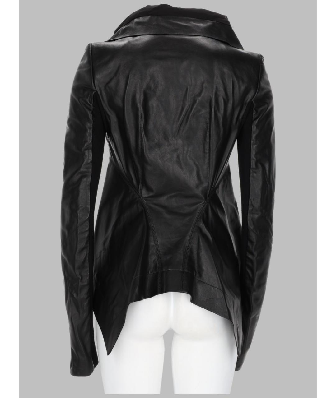 RICK OWENS Черная кожаная куртка, фото 2