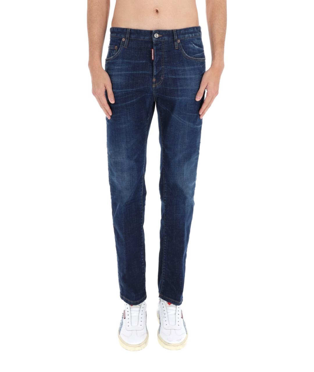 DSQUARED2 Синие хлопковые прямые джинсы, фото 6