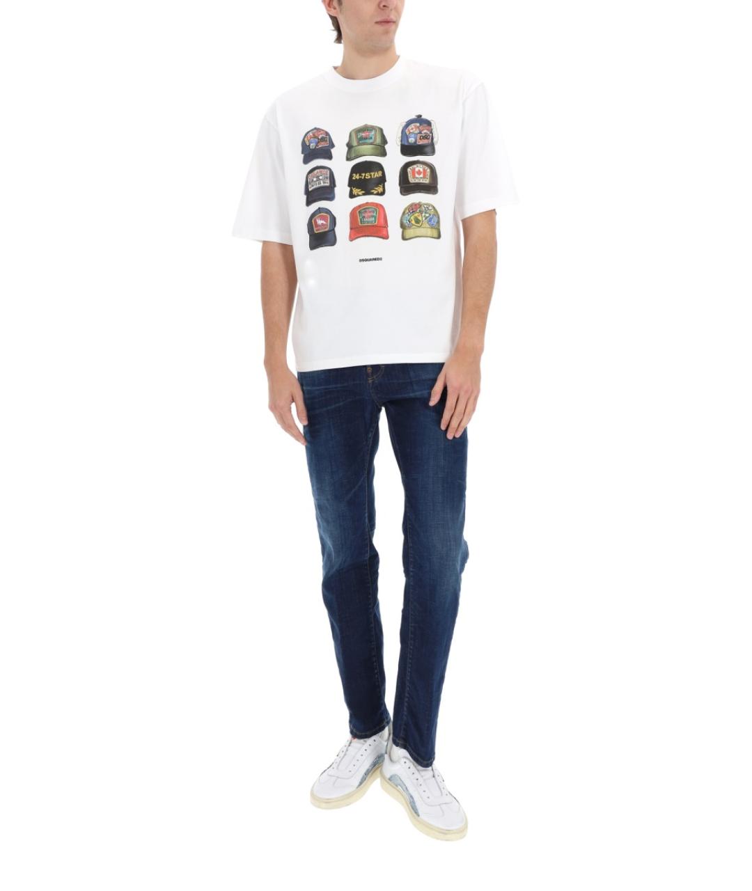DSQUARED2 Синие хлопковые прямые джинсы, фото 2