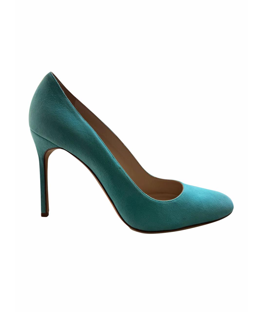 MANOLO BLAHNIK Бирюзовые замшевые туфли, фото 1