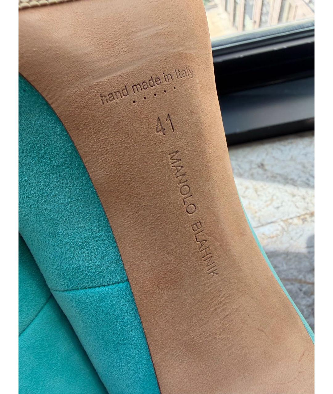 MANOLO BLAHNIK Бирюзовые замшевые туфли, фото 6