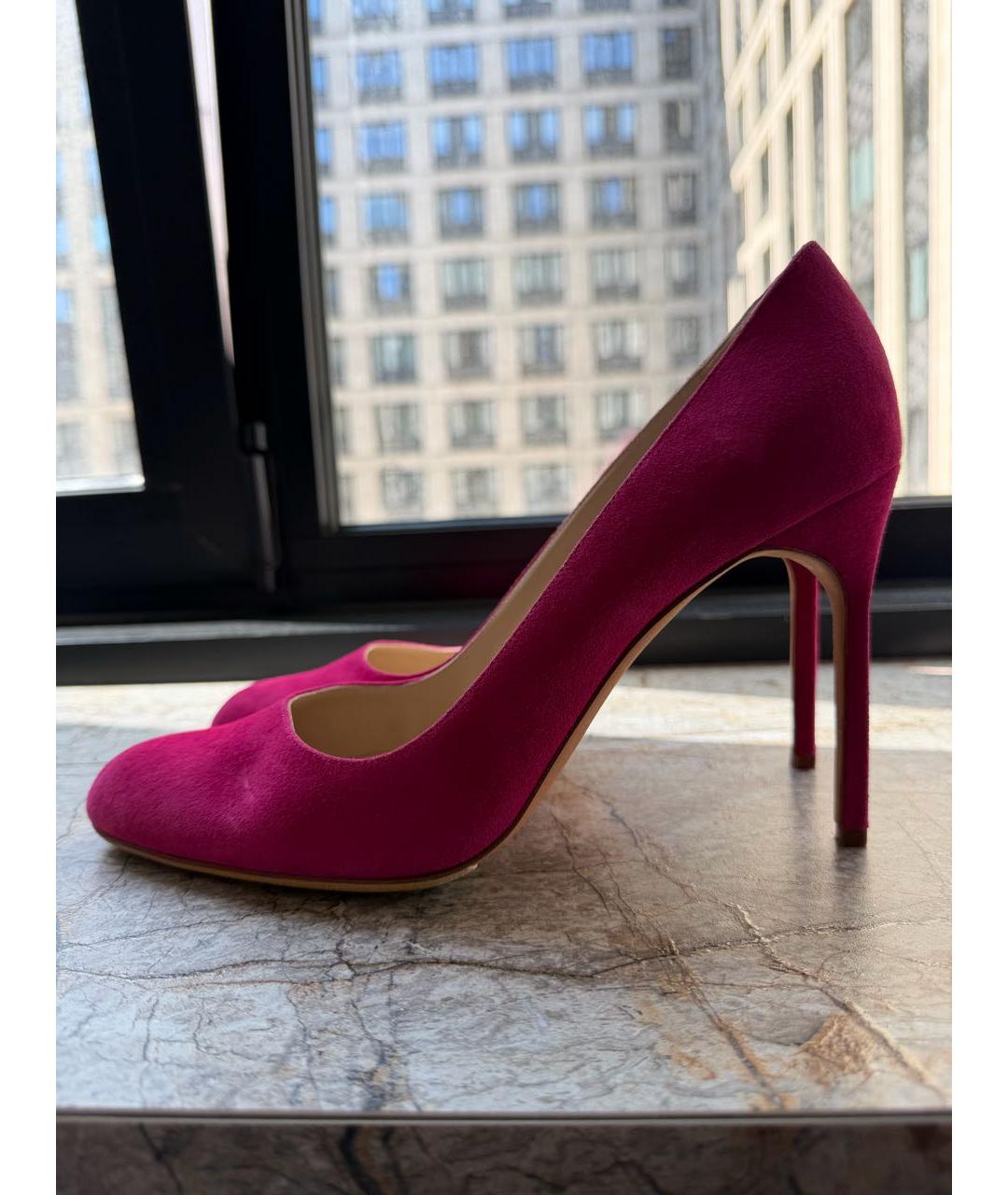 MANOLO BLAHNIK Фуксия замшевые туфли, фото 9