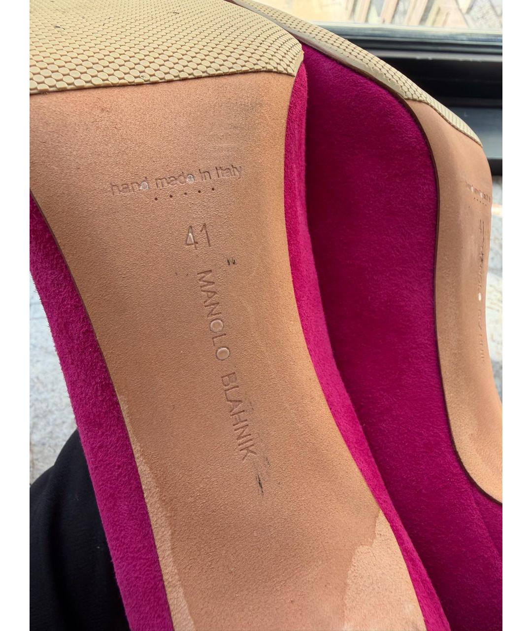 MANOLO BLAHNIK Фуксия замшевые туфли, фото 6