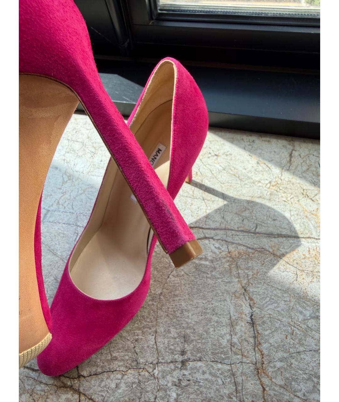 MANOLO BLAHNIK Фуксия замшевые туфли, фото 8
