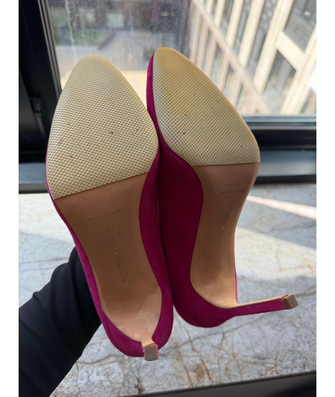 MANOLO BLAHNIK Фуксия замшевые туфли, фото 5