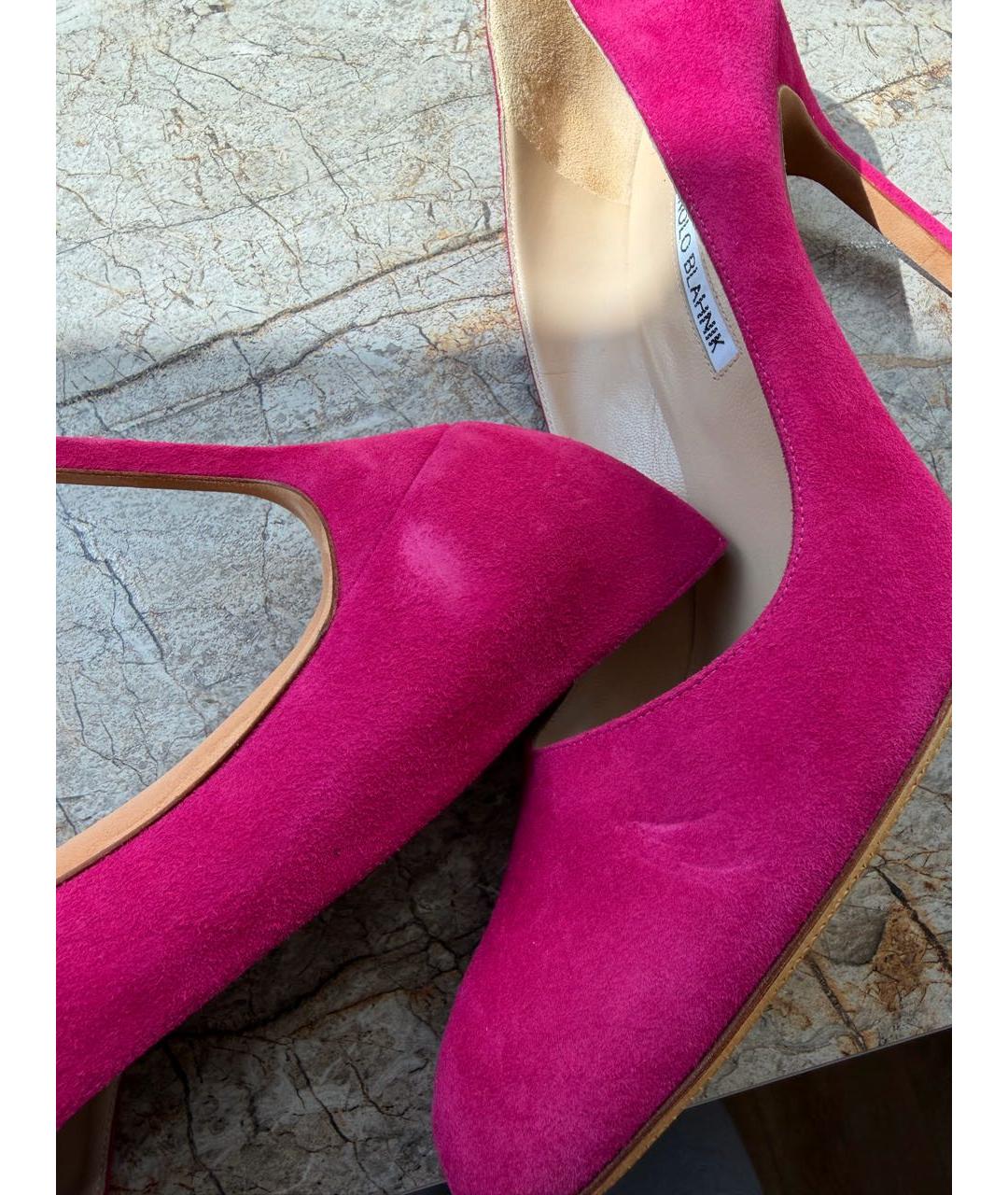 MANOLO BLAHNIK Фуксия замшевые туфли, фото 7