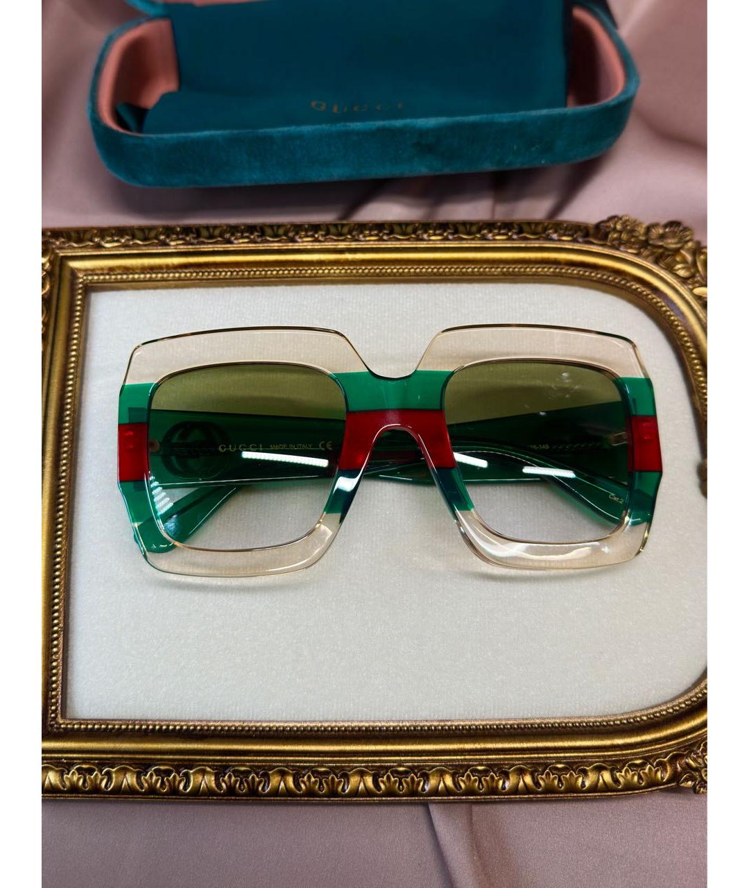 GUCCI Зеленые пластиковые солнцезащитные очки, фото 1