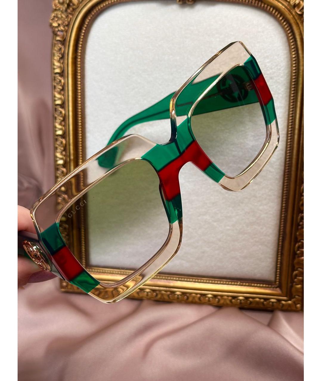 GUCCI Зеленые пластиковые солнцезащитные очки, фото 3