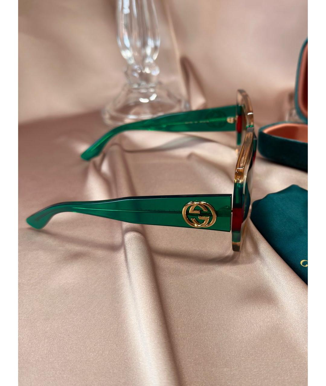GUCCI Зеленые пластиковые солнцезащитные очки, фото 2