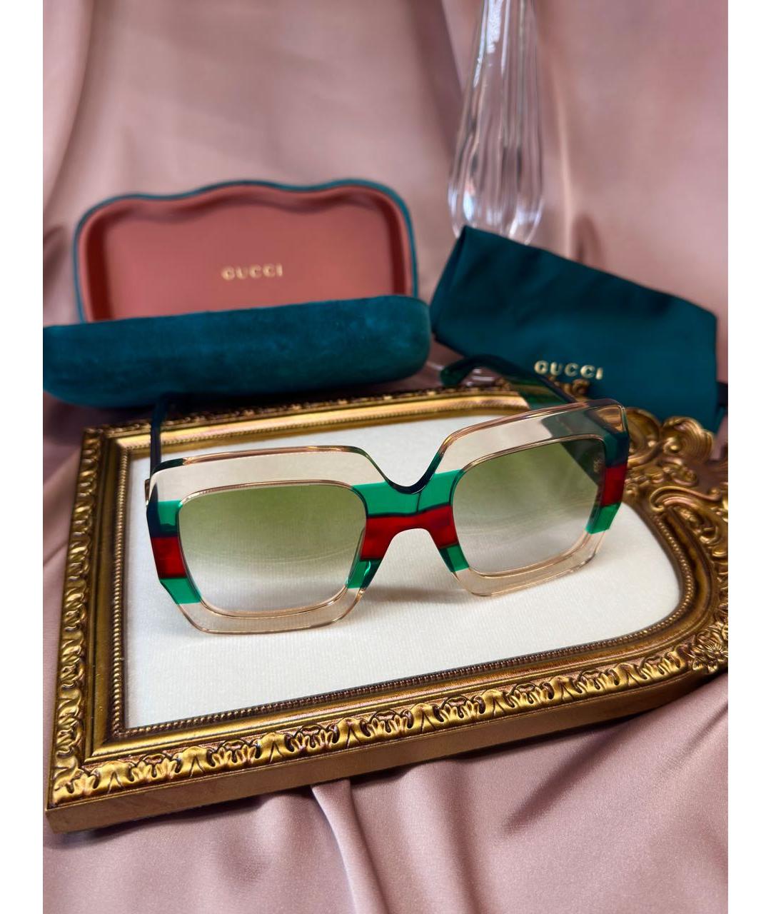 GUCCI Зеленые пластиковые солнцезащитные очки, фото 5