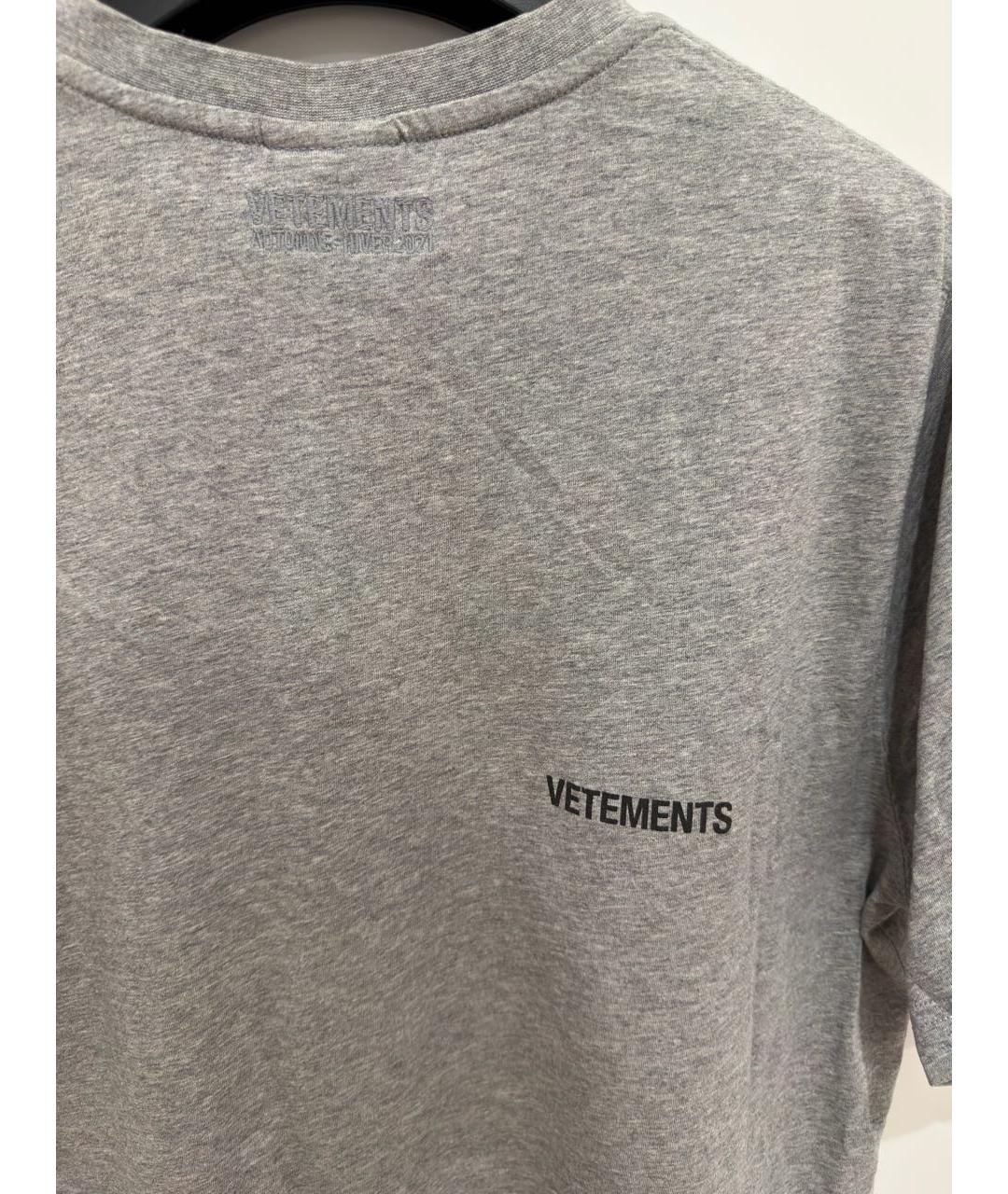 VETEMENTS Серая хлопковая футболка, фото 5
