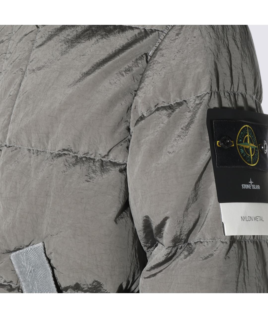 STONE ISLAND Серый полиамидовый пуховик, фото 4