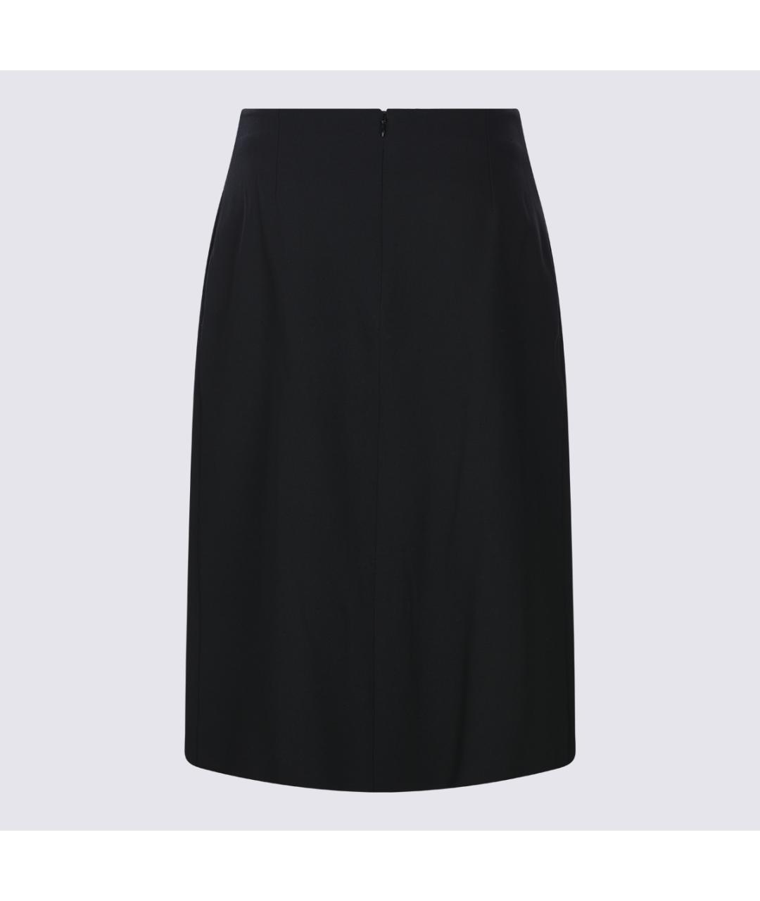 JIL SANDER Черная шерстяная юбка миди, фото 2