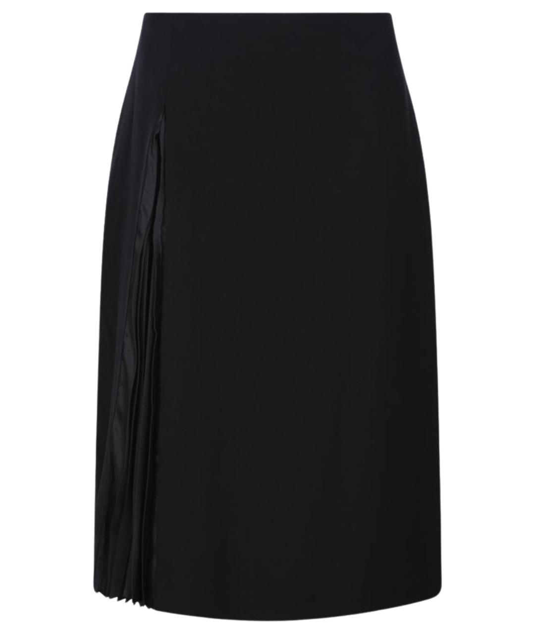 JIL SANDER Черная шерстяная юбка миди, фото 1