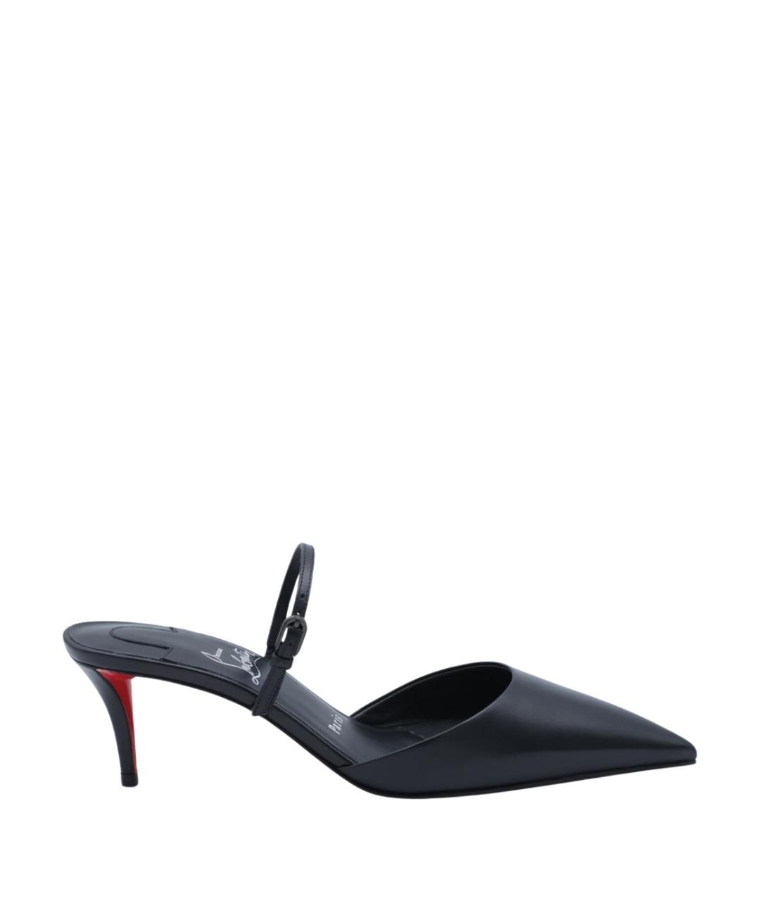 CHRISTIAN LOUBOUTIN Черные кожаные мюли, фото 1