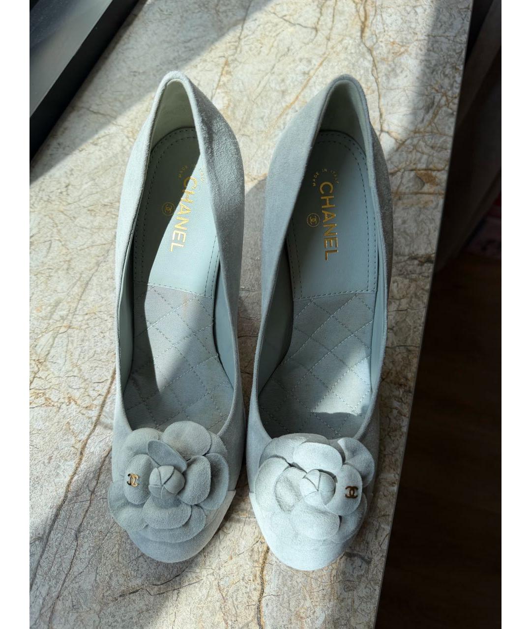 CHANEL Бирюзовые замшевые туфли, фото 3