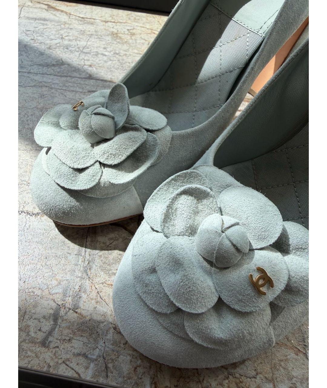 CHANEL Бирюзовые замшевые туфли, фото 7